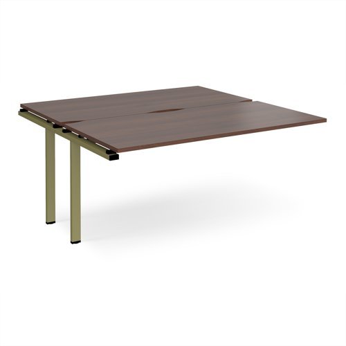 Adapt add on unit single 1600mm x 1600mm - green frame Walnut top - E1616-AB-GN-W