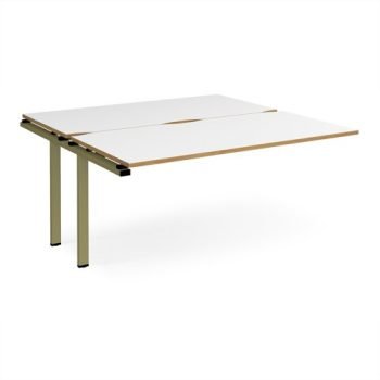 Adapt add on unit single 1600mm x 1600mm - green frame White Top oak edge - E1616-AB-GN-WO