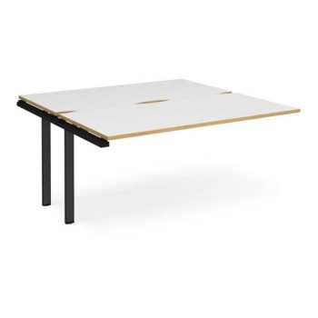 Adapt add on unit single 1600mm x 1600mm - black frame White Top with oak edging - E1616-AB-K-WO