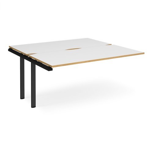 Adapt add on unit single 1600mm x 1600mm - black frame White Top with oak edging - E1616-AB-K-WO