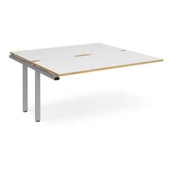 Adapt add on unit single 1600mm x 1600mm - silver frame White Top with oak edging - E1616-AB-S-WO