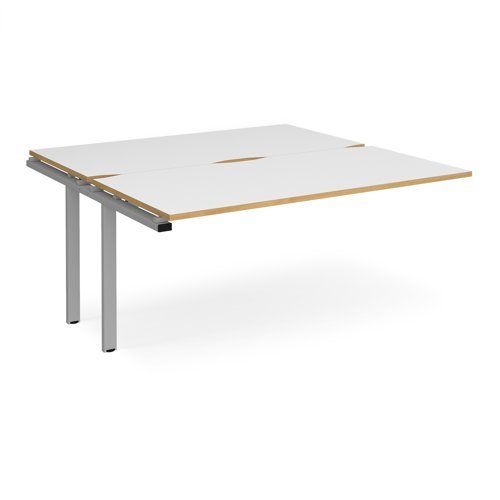 Adapt add on unit single 1600mm x 1600mm - silver frame White Top with oak edging - E1616-AB-S-WO