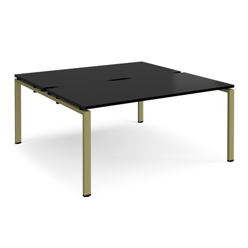 Adapt back to back desks 1600mm x 1600mm - green frame black top - E1616-GN-BK