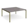 Adapt back to back desks 1600mm x 1600mm - green frame Grey Oak Top - E1616-GN-GO