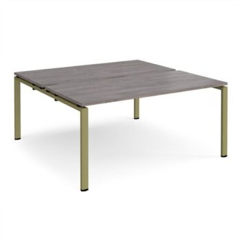 Adapt back to back desks 1600mm x 1600mm - green frame Grey Oak Top - E1616-GN-GO