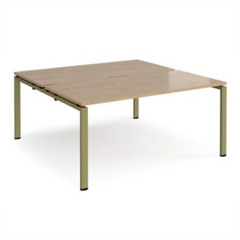 Adapt back to back desks 1600mm x 1600mm - green frame Kendal Oak Top - E1616-GN-KO