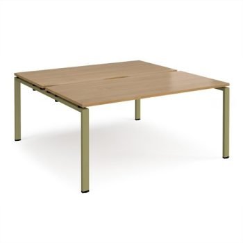 Adapt back to back desks 1600mm x 1600mm - green frame Oak Top - E1616-GN-O