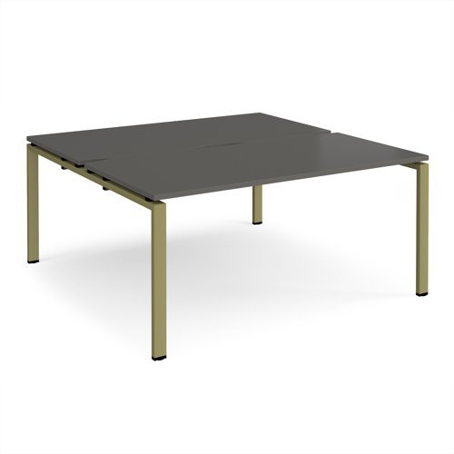 Adapt back to back desks 1600mm x 1600mm - green frame storm grey top - E1616-GN-OG