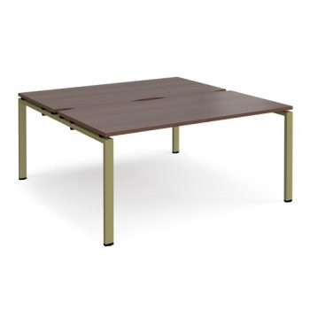 Adapt back to back desks 1600mm x 1600mm - green frame Walnut top - E1616-GN-W