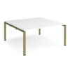 Adapt back to back desks 1600mm x 1600mm - green frame White Top - E1616-GN-WH