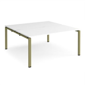 Adapt back to back desks 1600mm x 1600mm - green frame White Top - E1616-GN-WH