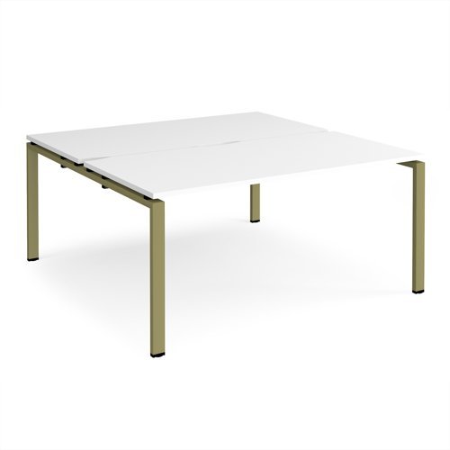 Adapt back to back desks 1600mm x 1600mm - green frame White Top - E1616-GN-WH