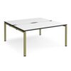 Adapt back to back desks 1600mm x 1600mm - green frame White Top black edge - E1616-GN-WK