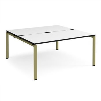Adapt back to back desks 1600mm x 1600mm - green frame White Top black edge - E1616-GN-WK