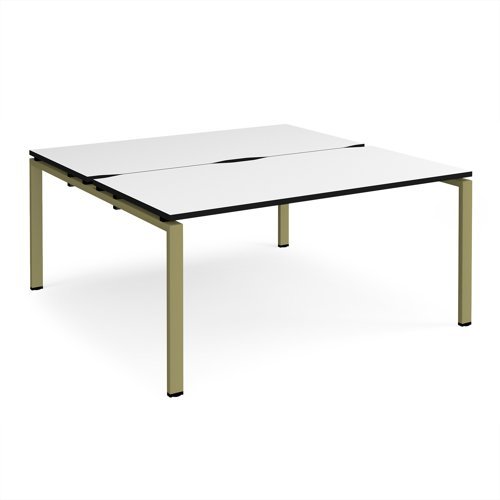Adapt back to back desks 1600mm x 1600mm - green frame White Top black edge - E1616-GN-WK