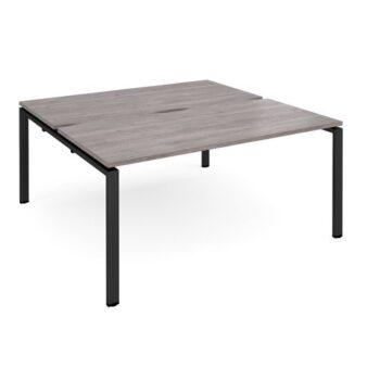 Adapt back to back desks 1600mm x 1600mm - black frame Grey Oak Top - E1616-K-GO