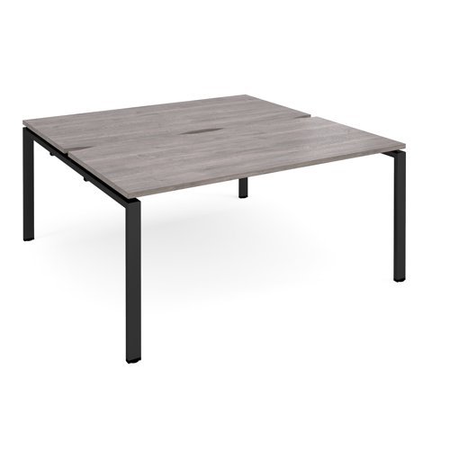 Adapt back to back desks 1600mm x 1600mm - black frame Grey Oak Top - E1616-K-GO