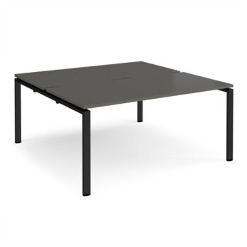 Adapt back to back desks 1600mm x 1600mm - black frame storm grey top - E1616-K-OG