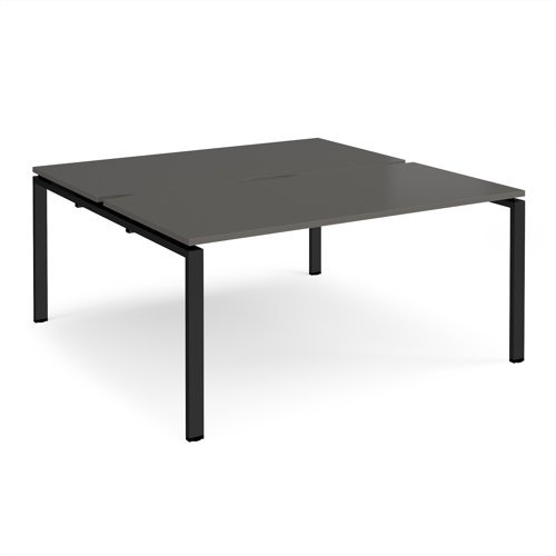 Adapt back to back desks 1600mm x 1600mm - black frame storm grey top - E1616-K-OG