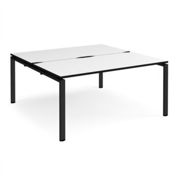Adapt back to back desks 1600mm x 1600mm - black frame White Top black edge - E1616-K-WK