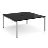 Adapt back to back desks 1600mm x 1600mm - silver frame black top - E1616-S-BK