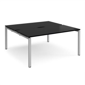 Adapt back to back desks 1600mm x 1600mm - silver frame black top - E1616-S-BK