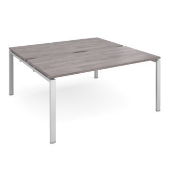 Adapt back to back desks 1600mm x 1600mm - silver frame Grey Oak Top - E1616-S-GO