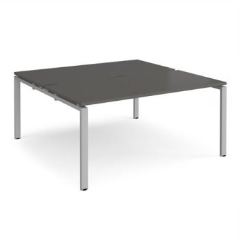 Adapt back to back desks 1600mm x 1600mm - silver frame storm grey top - E1616-S-OG