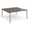 Adapt back to back desks 1600mm x 1600mm - silver frame Walnut top - E1616-S-W