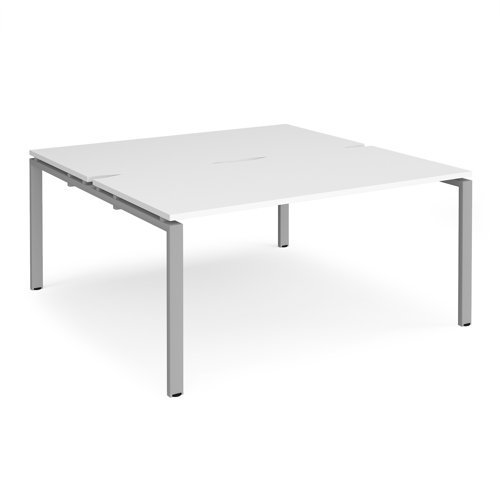 Adapt back to back desks 1600mm x 1600mm - silver frame White Top - E1616-S-WH