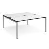 Adapt back to back desks 1600mm x 1600mm - silver frame White Top black edge - E1616-S-WK