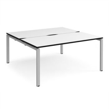 Adapt back to back desks 1600mm x 1600mm - silver frame White Top black edge - E1616-S-WK