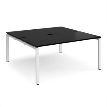 Adapt back to back desks 1600mm x 1600mm - white frame black top - E1616-WH-BK