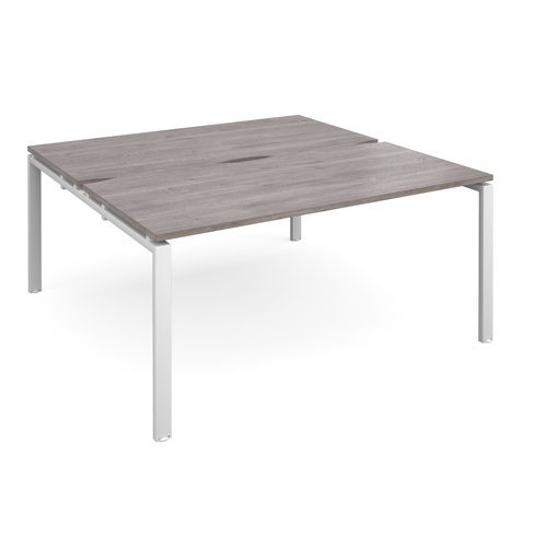 Adapt back to back desks 1600mm x 1600mm - white frame Grey Oak Top - E1616-WH-GO