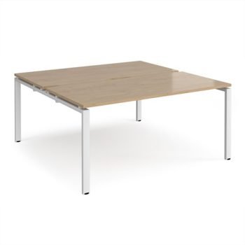 Adapt back to back desks 1600mm x 1600mm - white frame Kendal Oak Top - E1616-WH-KO