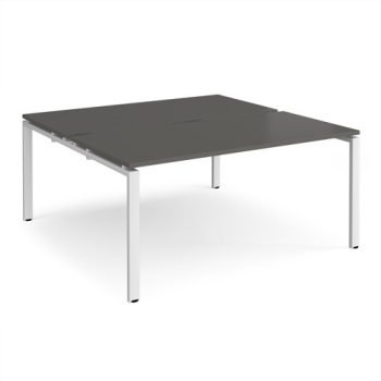 Adapt back to back desks 1600mm x 1600mm - white frame storm grey top - E1616-WH-OG