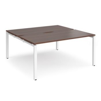 Adapt back to back desks 1600mm x 1600mm - white frame Walnut top - E1616-WH-W