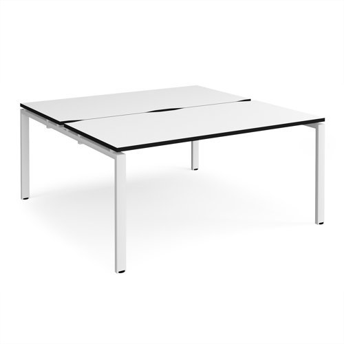 Adapt back to back desks 1600mm x 1600mm - white frame White Top black edge - E1616-WH-WK