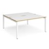 Adapt back to back desks 1600mm x 1600mm - white frame White Top with oak edging - E1616-WH-WO