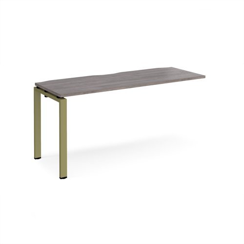 Adapt add on unit single 1600mm x 600mm - green frame Grey Oak Top - E166-AB-GN-GO