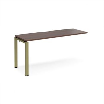 Adapt add on unit single 1600mm x 600mm - green frame Walnut top - E166-AB-GN-W