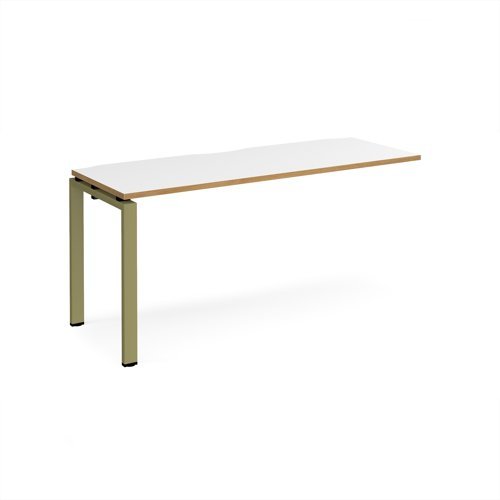 Adapt add on unit single 1600mm x 600mm - green frame White Top oak edge - E166-AB-GN-WO