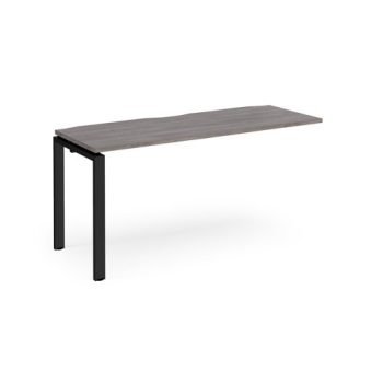 Adapt add on unit single 1600mm x 600mm - black frame Grey Oak Top - E166-AB-K-GO
