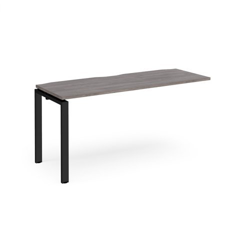 Adapt add on unit single 1600mm x 600mm - black frame Grey Oak Top - E166-AB-K-GO