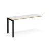 Adapt add on unit single 1600mm x 600mm - black frame White Top with oak edging - E166-AB-K-WO