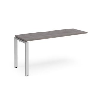 Adapt add on unit single 1600mm x 600mm - silver frame Grey Oak Top - E166-AB-S-GO