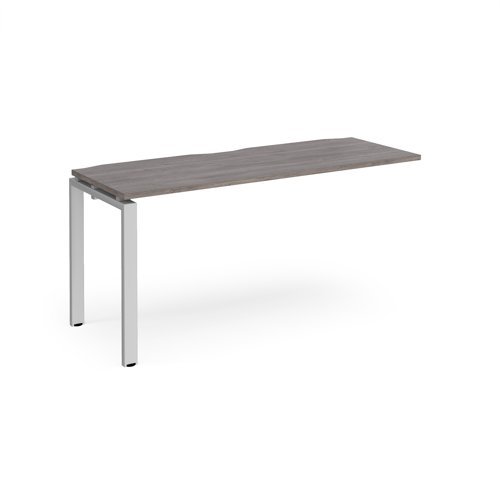 Adapt add on unit single 1600mm x 600mm - silver frame Grey Oak Top - E166-AB-S-GO