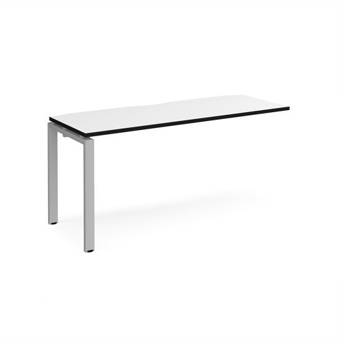 Adapt add on unit single 1600mm x 600mm - silver frame White Top black edge - E166-AB-S-WK