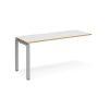 Adapt add on unit single 1600mm x 600mm - silver frame White Top with oak edging - E166-AB-S-WO