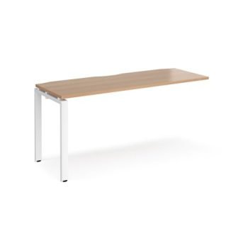 Adapt add on unit single 1600mm x 600mm - white frame Beech top - E166-AB-WH-B